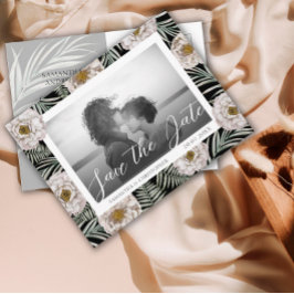 Boho Photo熱帯フローラSave the Date 結婚's ポストカード