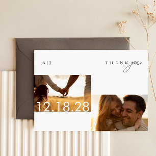 Boho Photo素朴の結婚サンキューカード サンキューカード
