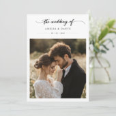 Boho Photo素朴 Black Whimsy書道の結婚写真 招待状 (スタンド正面)