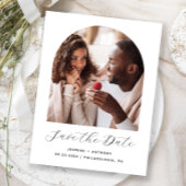 Boho Photo Archミニマル白黒日付の保存 ポストカード