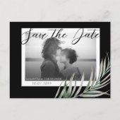 Boho Photo Folids Black & White Save the Date ポストカード (正面)