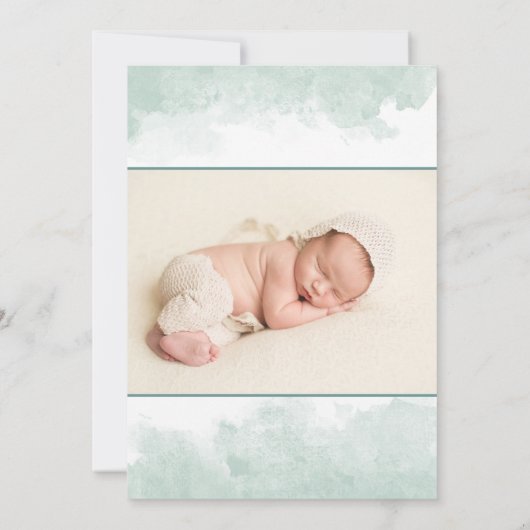 Boho Photo Frameグリーン洗浄誕生 案内状 (裏面)