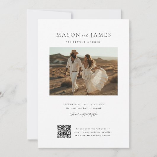 Boho Photo Qr Code Destination Wedding セーブザデート (裏面)