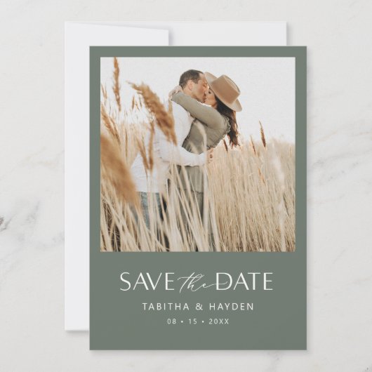 Boho Photo Save The Date Card Minimalist 結婚's セーブザデート (正面)