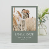 Boho Photo Save The Date Card Minimalist 結婚's セーブザデート (スタンド正面)