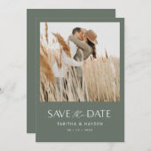 Boho Photo Save The Date Card Minimalist 結婚's セーブザデート (正面/裏面)