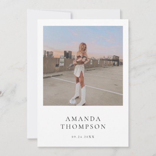 Boho Photo Sweet 16誕生日ミニマルモダンリスト 招待状 (正面)