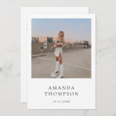 Boho Photo Sweet 16誕生日ミニマルモダンリスト 招待状 (正面/裏面)