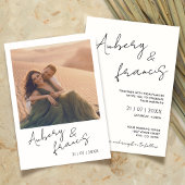 Boho Photo Wedding Inviteミニマルモダンリストスクリプト 招待状