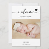  Boho Photo Welcome Baby Announcement Card 招待状 (正面)