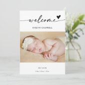  Boho Photo Welcome Baby Announcement Card 招待状 (スタンド正面)