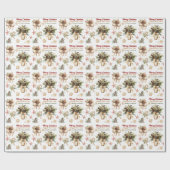 Boho Pine Cone Evergreen Bouquet Christmas ラッピングペーパー (フラット)
