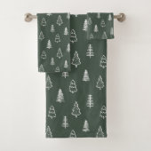 Boho Pine Trees Modern Winter Forest Dark Green バスタオルセット (インサイチュ)