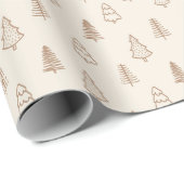 Boho Pine Trees Neutral Winter Minimalist Forest ラッピングペーパー (ロールコーナー)