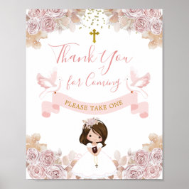 Boho Pinkフローラガール1st聖餐式 ポスター