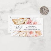 Boho Pinkフローラ&パンパスウェブサイト2SM食事RSVP ノートカード (正面/裏面インサイチュ)