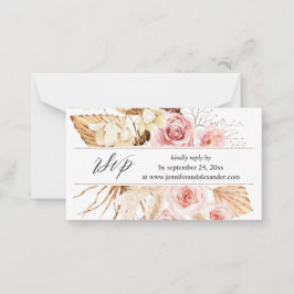 Boho Pinkフローラ&パンパスウェブサイト2SM食事RSVP ノートカード