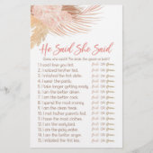 Boho Pink彼は彼女はブライダルシャワーゲームを言った 便箋 (正面)