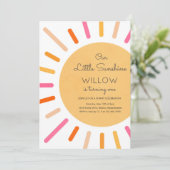 Boho Pink私たちの小さなサンシャインバースデーパーティー 招待状 (スタンド正面)