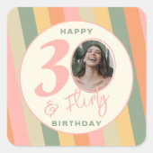 Boho Pink30歳と写真気のあるそぶりをした誕生会 スクエアシール (正面)