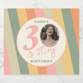 Boho Pink30歳と写真気のあるそぶりをした誕生会 スパークリングワインラベル (シングルラベル)