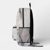 Boho Pink and Black Floral Lace Print Backpack プリントバックパック (右)