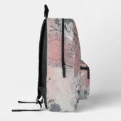 Boho Pink and Black Floral Lace Print Backpack プリントバックパック (左)