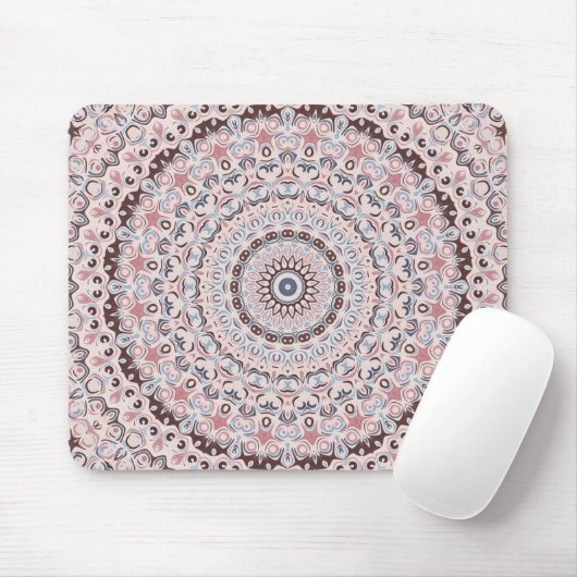 Boho Pink and Blue Mandala Pattern マウスパッド (マウス)