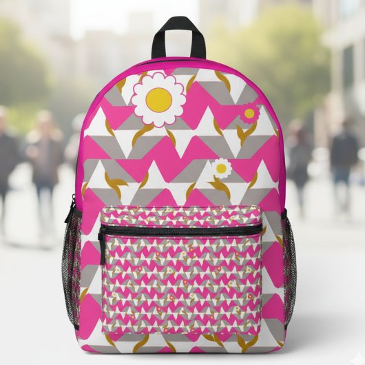Boho Pink and Yellow Girly Backpack プリントバックパック