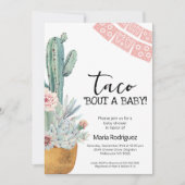 Boho Pink Cactus Taco赤ちゃんのシャワーを浴びる 招待状 (正面)