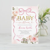 Boho Pink Coquette Pampas Grass Baby Shower Baby i 招待状 (スタンド正面)