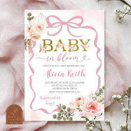Boho Pink Coquette Pampas Grass Baby Shower Baby i 招待状