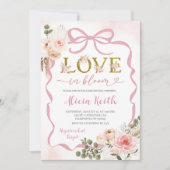 Boho Pink Coquette Pampas Grass Baby Shower Love i 招待状 (正面)