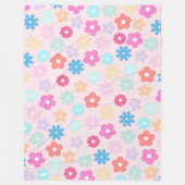 Boho Pink Daisy Flowers Pattern フリースブランケット (正面)