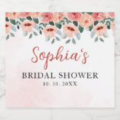 Boho Pink Floral Bridal Shower Party  スパークリングワインラベル (シングルラベル)