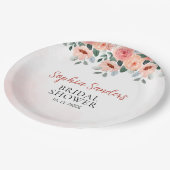 Boho Pink Floral Bridal Shower Party  ペーパープレート (アングル)