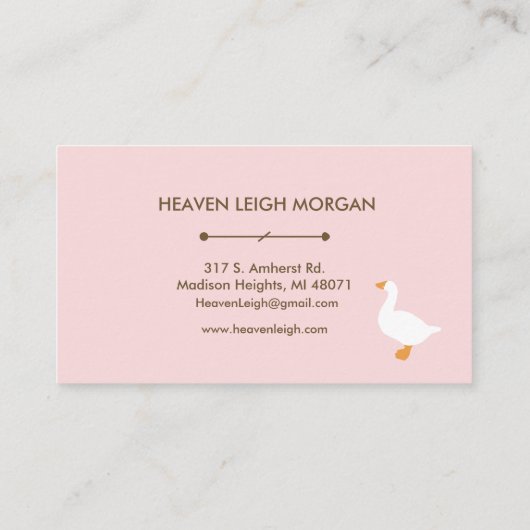 Boho Pink Goose Waterlily Floral Pattern 名刺 (裏面)