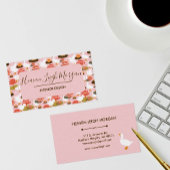 Boho Pink Goose Waterlily Floral Pattern 名刺