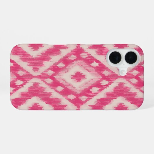 Boho Pink Ikat Design iPhone 16 Case 16ケース (裏面横)