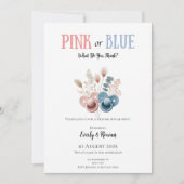 Boho Pink or Blue Gender Reveal 招待状 (正面)