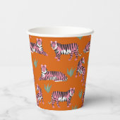 Boho Pink Orange Jungle Tiger Animal Pattern  紙コップ (裏面)
