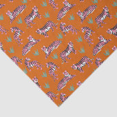 Boho Pink Orange Jungle Tiger Animal Pattern 薄葉紙 (詳細)