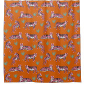 Boho Pink Orange Tiger Animal Pattern   シャワーカーテン (正面)