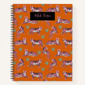 Boho Pink Orange Tiger Animal Pattern   ノートブック (正面)