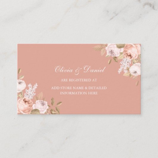 Boho Pink Peoniesの結婚登録カード エンクロージャーカード (正面)