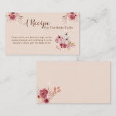 Boho Pink Pumpkin Bridal Recipe Card Insert エンクロージャーカード (正面/裏面)
