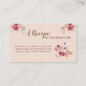 Boho Pink Pumpkin Bridal Recipe Card Insert エンクロージャーカード (正面)