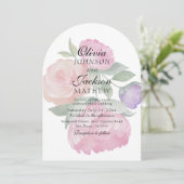Boho Pink & Purple Watercolor Floral Wedding  招待状 (スタンド正面)