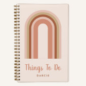 Boho Pink Rainbow Things To Doモダンチェックリスト ノートブック (正面)