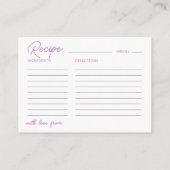 Boho Pink Recipe for the Bride Floral エンクロージャーカード (裏面)